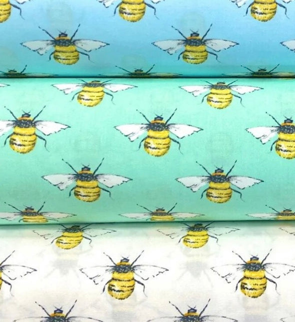 fabric, bees,  bummble bees, fabric,fabric by the meter, bees, fabric fat quarter, half meter, bee fabric, cotton bee fabric, buy bee fabric, BeeRetro,Rose and Hubble fabric, crafters fabric, quilting fabric, clothing fabric,fabric with bees on,