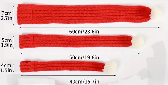 Red knitted Christmas scarf for dogs with pompom