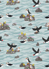 quilters cotton, 100%cotton, puffins, puffin, puffin fabric, puffin design fabric, lewis and Irene, lewis and Irene fabric, fabric for sale