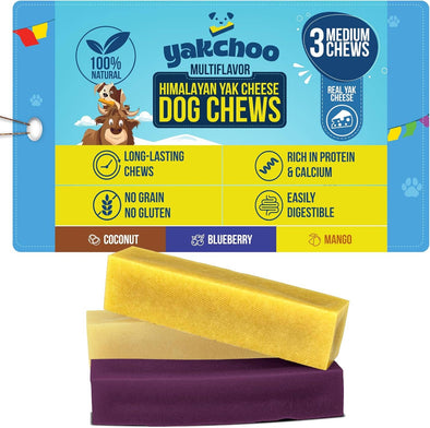Yakchoo Yak Chews Medium 3pk Blueberry Coconut & Mango