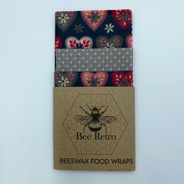 Beeswax wrap, beeswax food wrap, food wrap, plastic free wrap, Cornish produce, made in Cornwall, beeswax, bees, buy Cornish, made in Cornwall,natural food wrap, biodegradable, race to zero, sustainable, bee wrap, beeswax bag, bee retro, beeretro.co.uk, bee retro beeswax food wraps, valentines day, valentines, hearts, love, gifts for her
