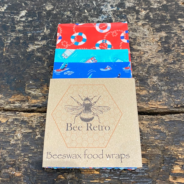Beeswax wrap, beeswax food wrap, food wrap, plastic free wrap, Cornish produce, made in Cornwall, beeswax, bees, buy Cornish, made in Cornwall,natural food wrap, biodegradable, race to zero, sustainable, bee wrap, beeswax bag, bee retro, beeretro.co.uk, bee retro beeswax food wraps, seaside, anchors, boats, surfing,cornwall  Edit alt text